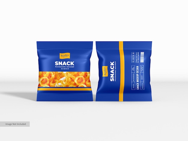 Glossy foil food packet packaging mockup