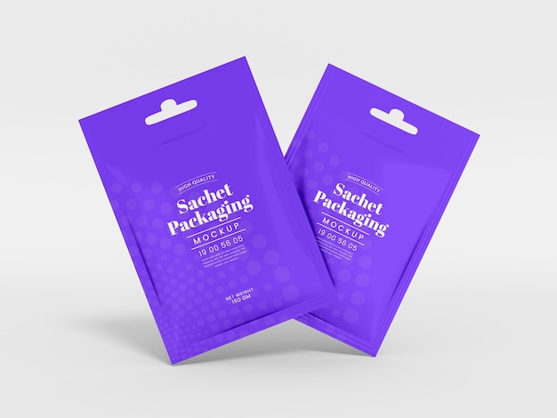 Glossy Foil Food Product Sachet Packaging Mockup