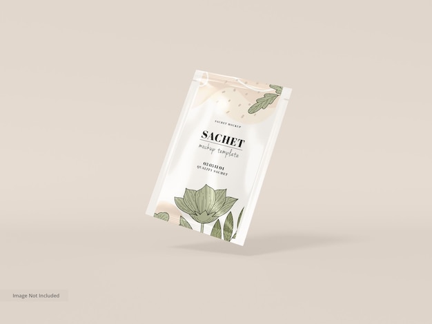 PSD glossy foil food product sachet packaging mockup