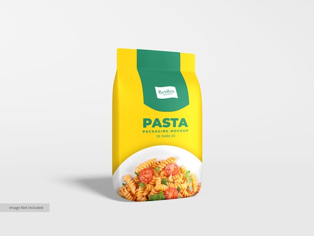 Mockup di imballaggio per sacchetti di pasta in alluminio lucido