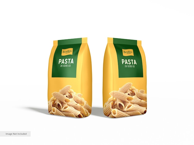 Glossy foil pasta packet packaging mockup