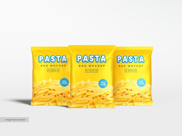 PSD mockup di imballaggio del pacchetto di pasta in lamina lucida