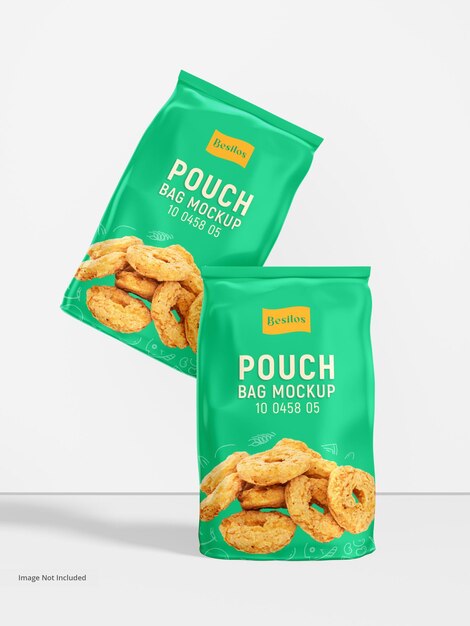 PSD glossy foil pouch bag packaging mockup