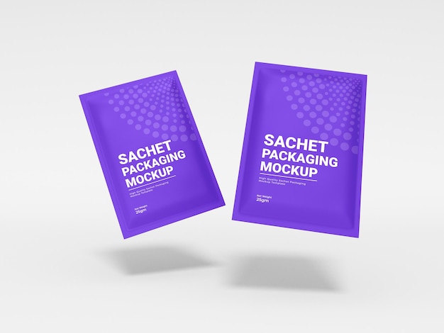 Glossy foil sachet packaging mockup