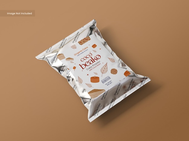 Glossy Foil Snack Packet Packaging Mockup