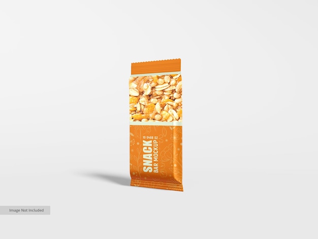 PSD mockup di imballaggio per il branding del pacchetto di snack in alluminio lucido