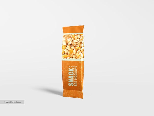 PSD glossy foil snacks bar packet branding packaging mockup