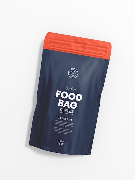 Glossy foil stand up food pouch bag branding mockup