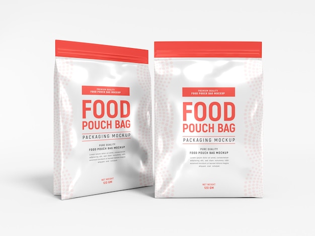 PSD glossy food pouch bag packaging mockup