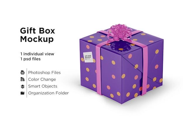 Glossy Gift Box Mockup  