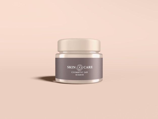 glossy glass cosmetic cream container branding mockup