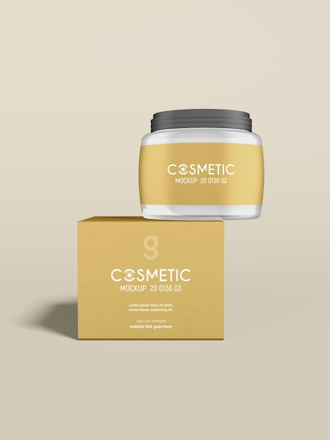 Glossy Glass Cosmetic Cream Jar Branding Mockup