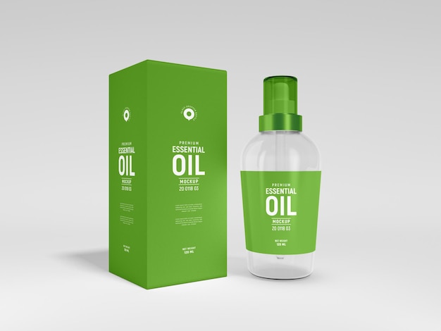 Glossy Glass Cosmetic Essential Oil Dropper Bottle Branding Mockup