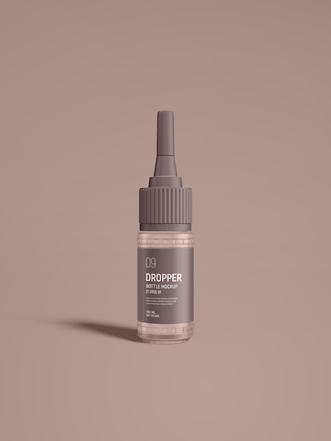 Mockup di branding del flacone contagocce per siero cosmetico in vetro lucido