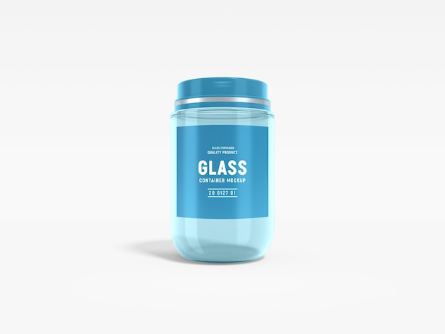 Glossy Glass Jar Label Design Packaging Mockup