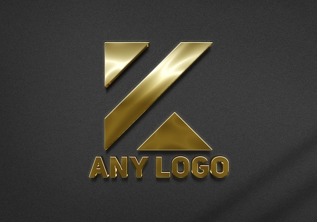 PSD glossy gold logo mockup