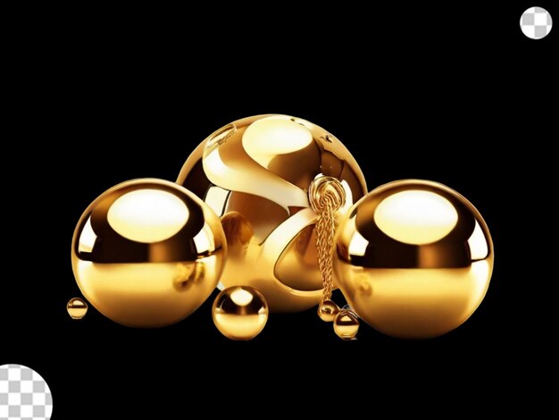 PSD glossy golden balls png transparent