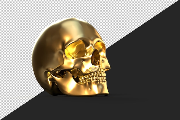 PSD glossy golden human skull