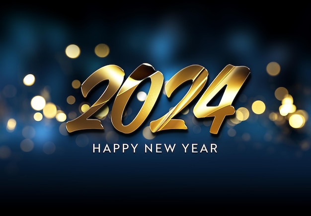 Glossy happy new year text effect mockup