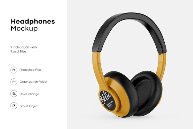 Glossy headphones mockup