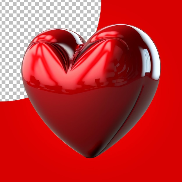 Cuore lucido 3d isolato sullo strato alfa