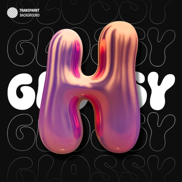 glossy holographic 3d balloon bubble letter h