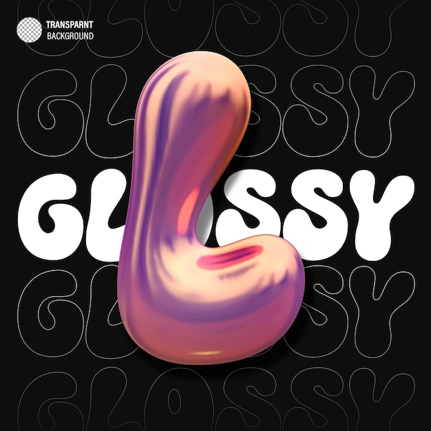 glossy holographic 3d balloon bubble letter l