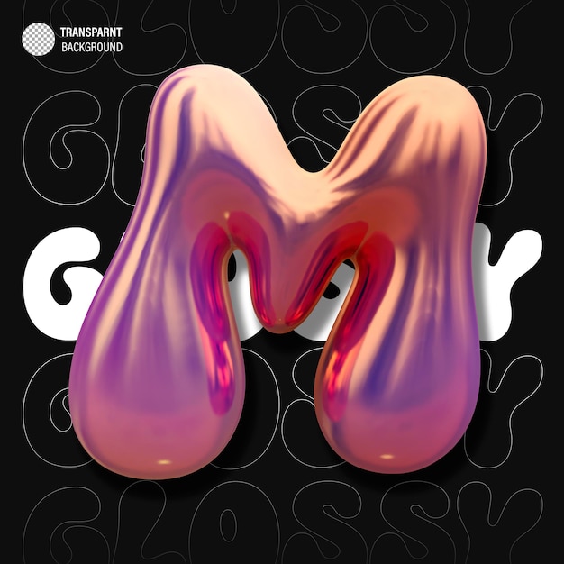 glossy holographic 3d balloon bubble letter m