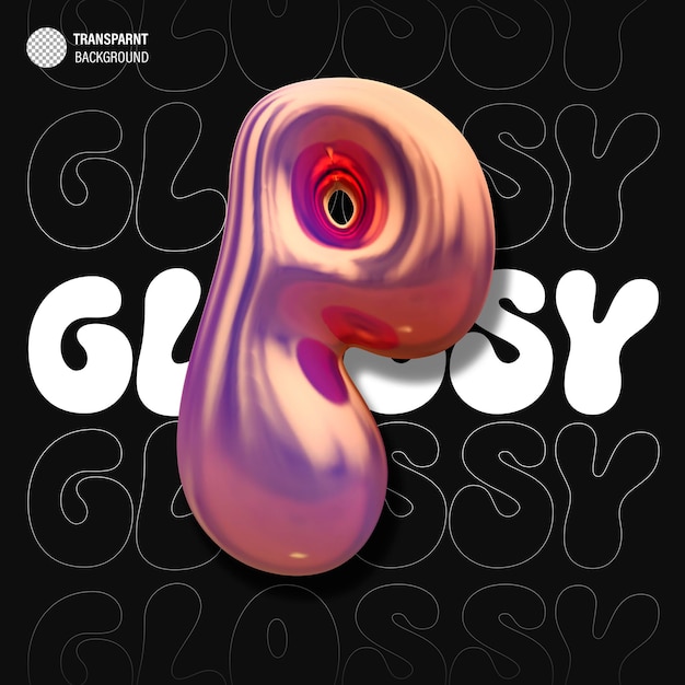 glossy holographic 3d balloon bubble letter p