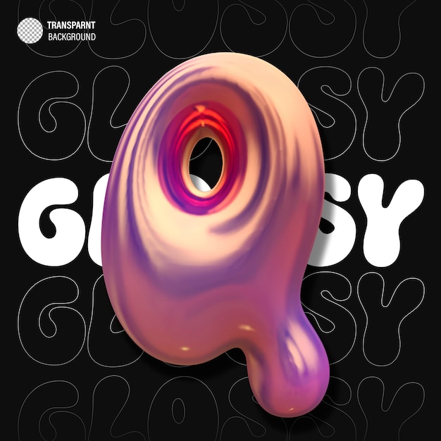 glossy holographic 3d balloon bubble letter q