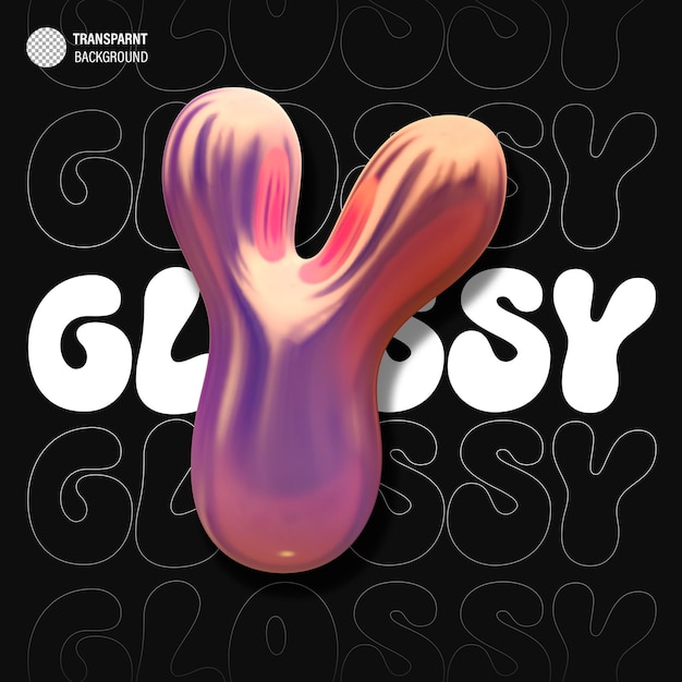 glossy holographic 3d balloon bubble letter y
