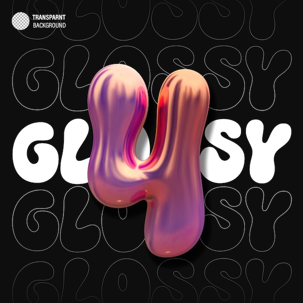 glossy holographic 3d balloon bubble number 4
