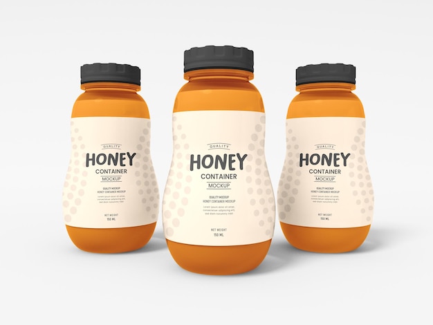 Glossy Honey Bottle Jar Packaging Mockup