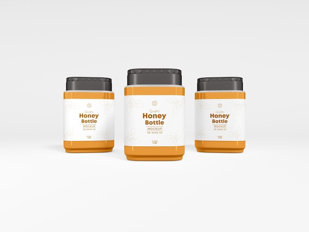 Glossy honey bottle jar packaging mockup