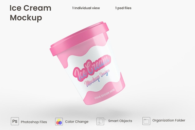 PSD glossy ice cream cup mockup