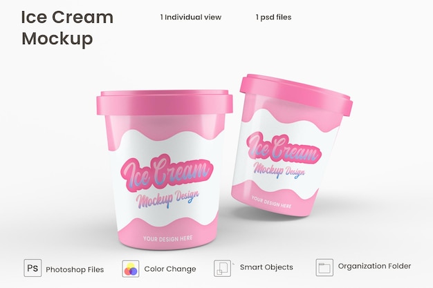 Glossy ice cream cup mockup