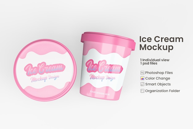 PSD glossy ice cream cup mockup