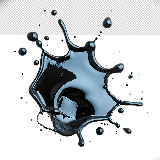 PSD glossy ink droplet splatter transparent background