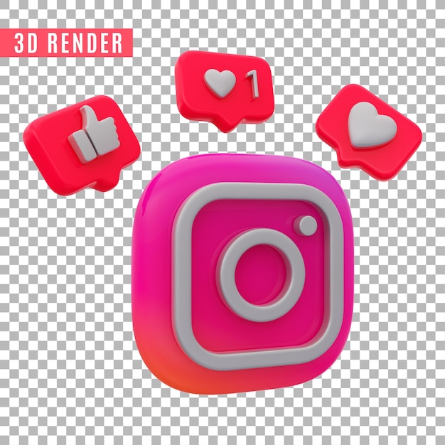 Glossy instagram  3d render isolated premium psd