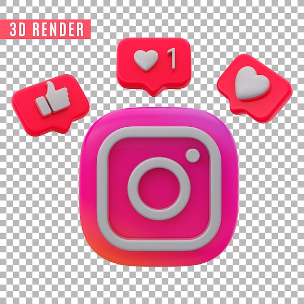 PSD glossy instagram  3d render isolated premium psd