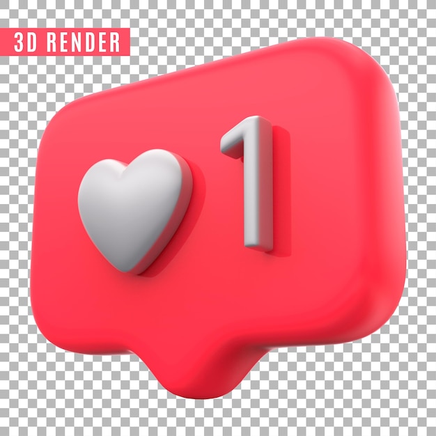 Glossy instagram like social media logo icon set 3d render isolated Premium Psd