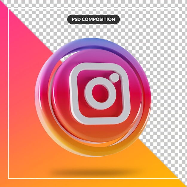 Глянцевый логотип instagram изолированный 3d дизайн