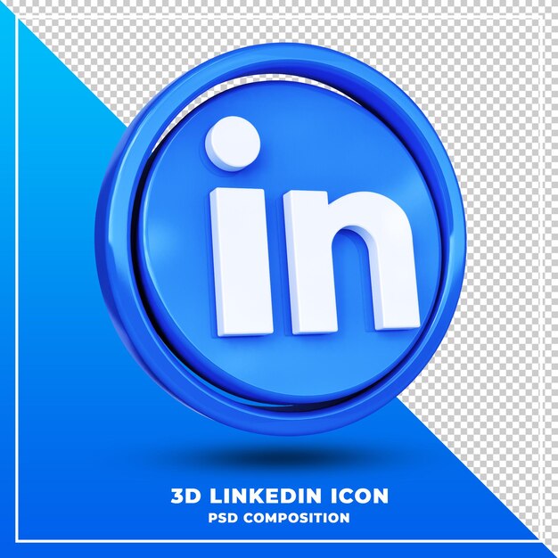 Glossy linkedin logo isolated 3d design rendering