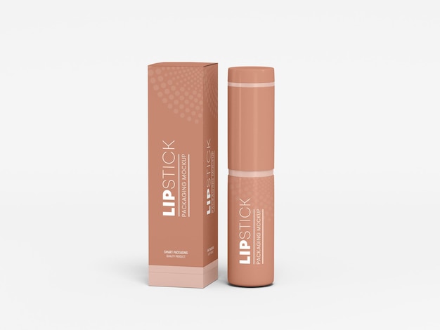 PSD glossy lipstick with box mockup