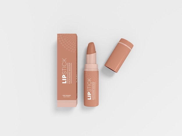 Glossy lipstick with box mockup