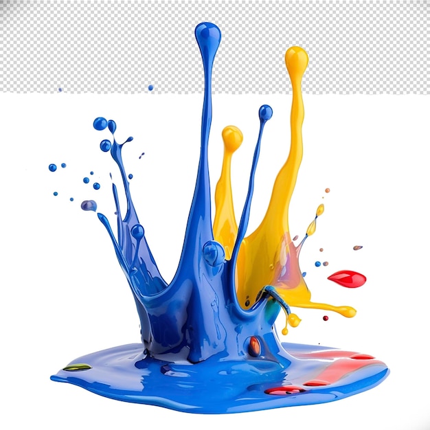 PSD glossy liquid paint droplet splatter transparent background