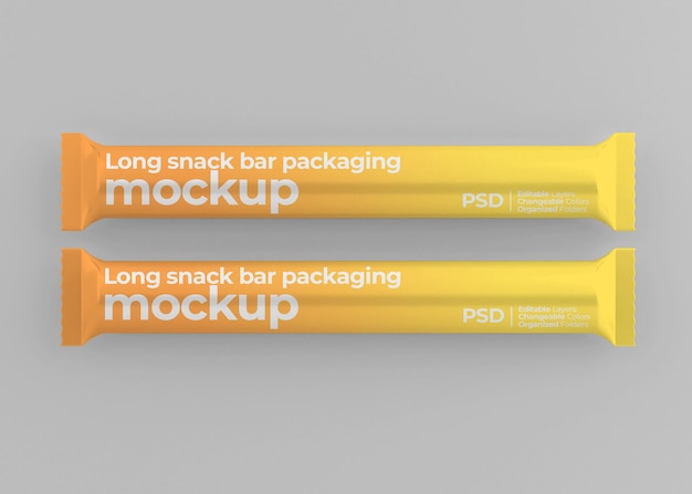 PSD glossy long snack bar mockup isolated