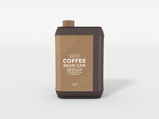 Glossy metal coffee bean can packaging mockup