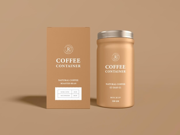 Glossy metal coffee jar packaging mockup