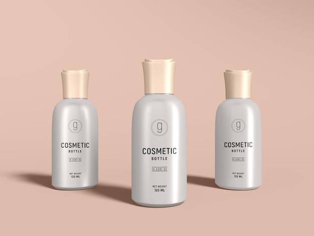 Glossy metal cosmetic bottle branding mockup